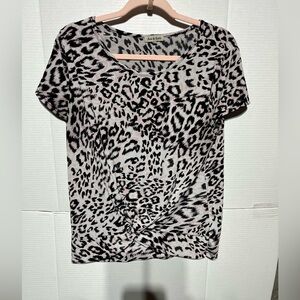 ANA & KATE WOMEN CHEETAH PRINT PULL‎ OVER TOP MOB WIFE BLACK/PINK/WHITE SZ L
